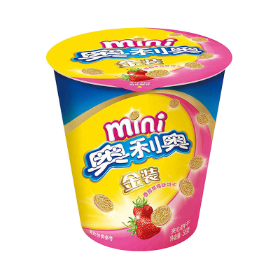 mini奥利奥(OREO) 饼干 零食 金装夹心小饼干草莓味55g