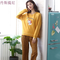 秋季睡衣女新款长袖纯棉两件套可爱卡通家居服全棉可外穿
