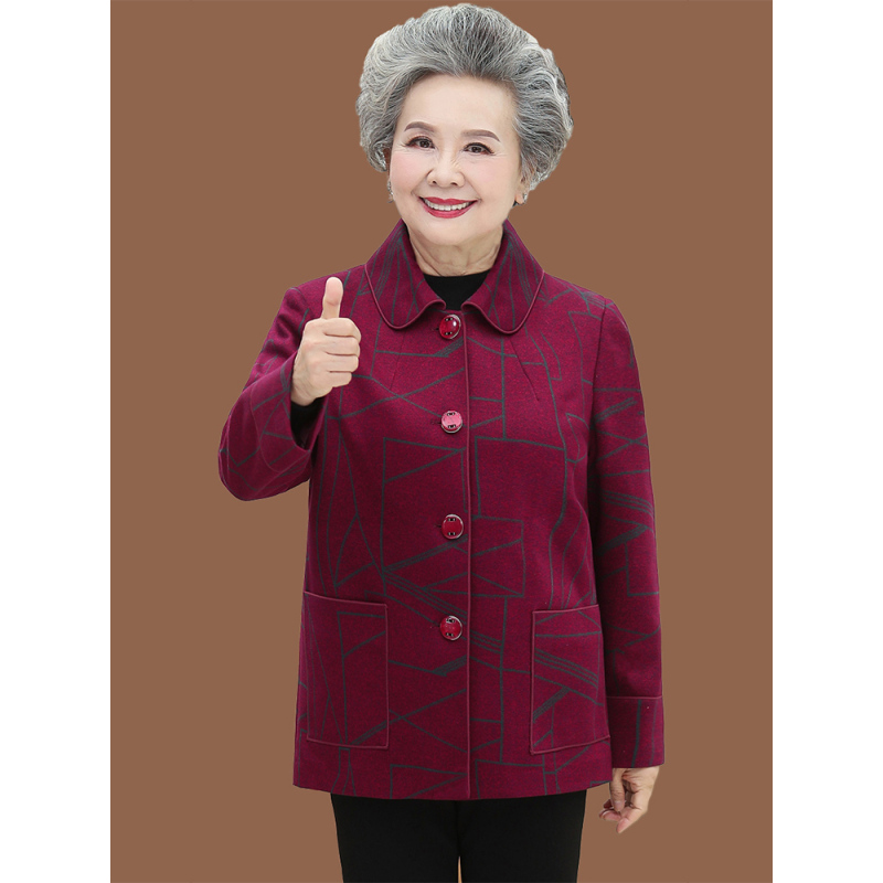 秋装外套60岁70中老年人女装妈妈上衣老人衣服奶奶春秋毛呢外套短外套