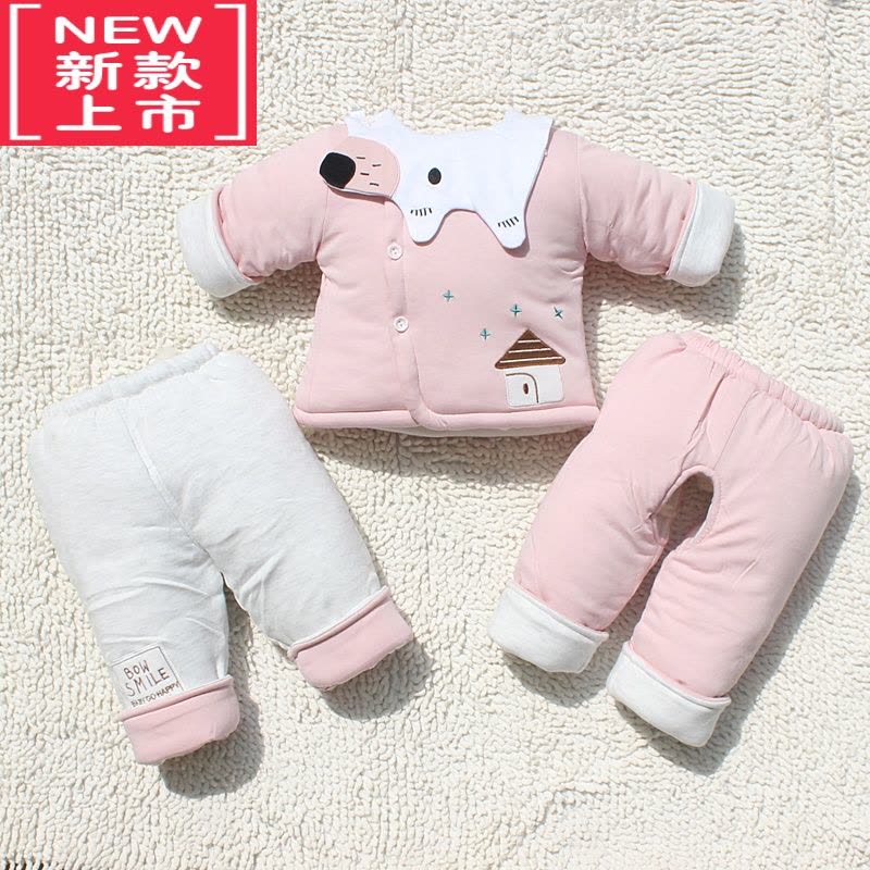 可莉允新生儿加厚棉衣三件套宝宝秋冬装棉服棉袄初生婴儿衣服外套装图片