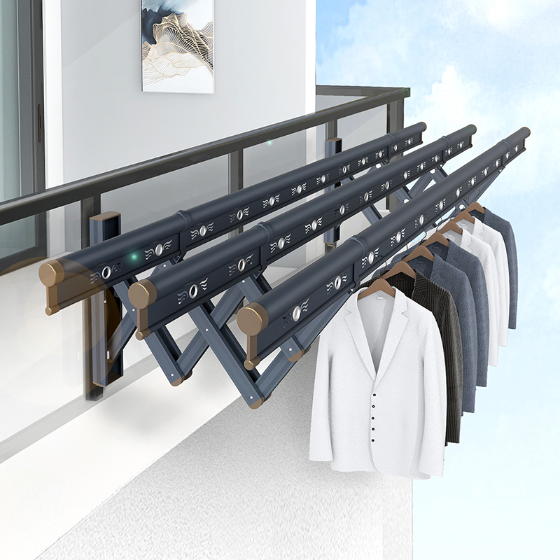 盼盼户外晾衣架推拉伸缩式晾衣杆阳台室外铝合金晒衣架飘窗晒被子架w4