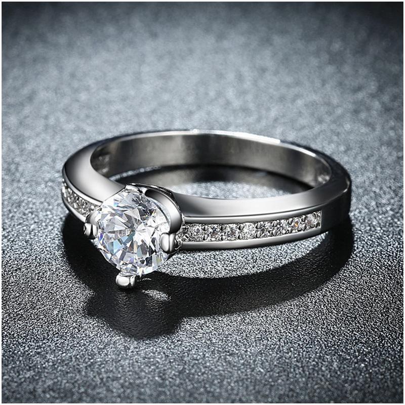 R826-CCouple Love Gold Rings铂金订婚戒指男女钻石情侣简约日韩送女朋友七夕情人节礼物