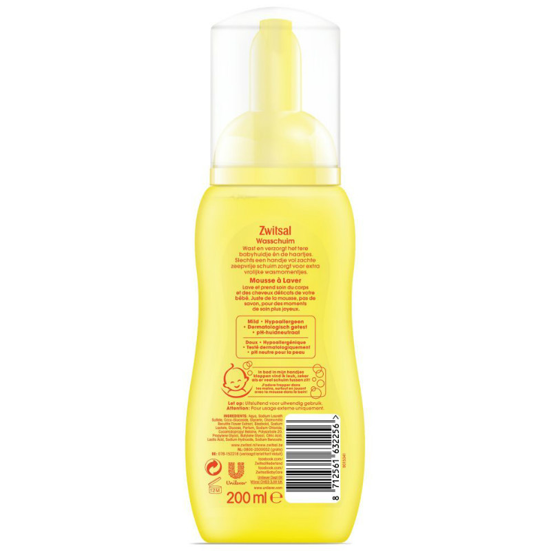 [全球购]Zwitsal荷兰露莎 双效洗护摩丝(二合一) 200ml 2瓶装