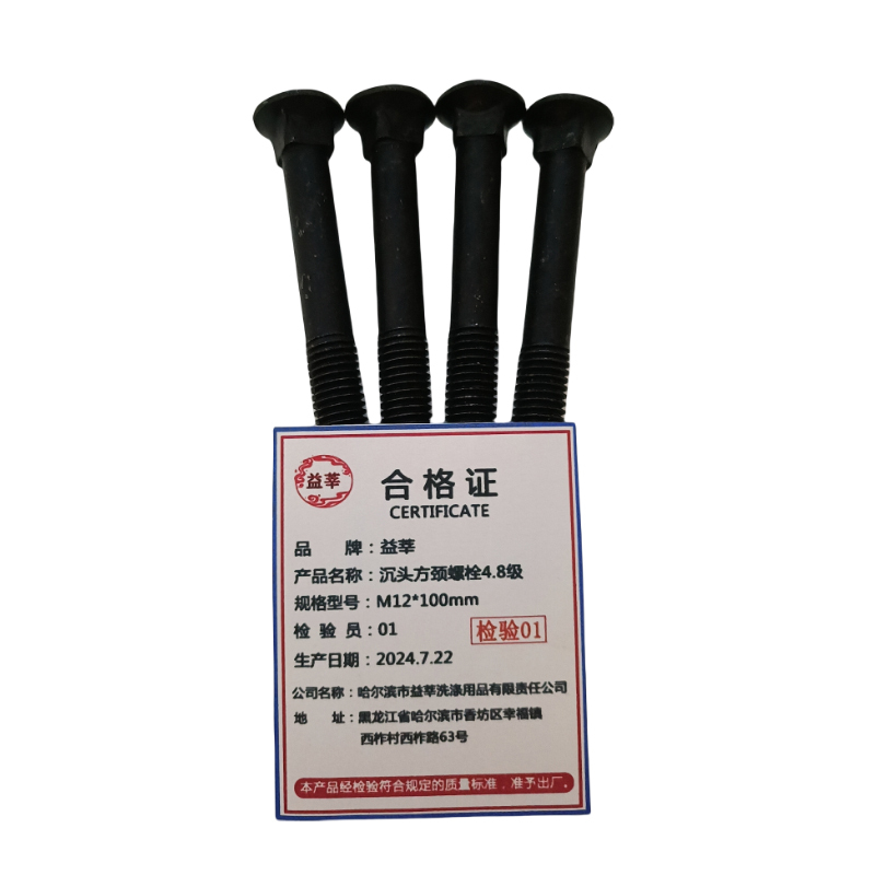 益莘 沉头方颈螺栓4.8级 M12*100mm 个