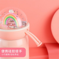 贝瑟斯 微景观彩虹创意亮片304不锈钢女清新少女心保温杯便携水杯