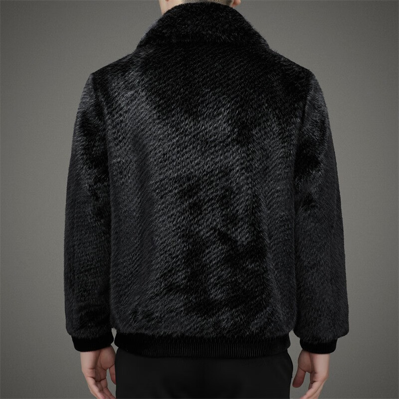 男金貂绒中年外套翻领休闲高档秋冬新款保暖爸爸装中老年男装短款上衣