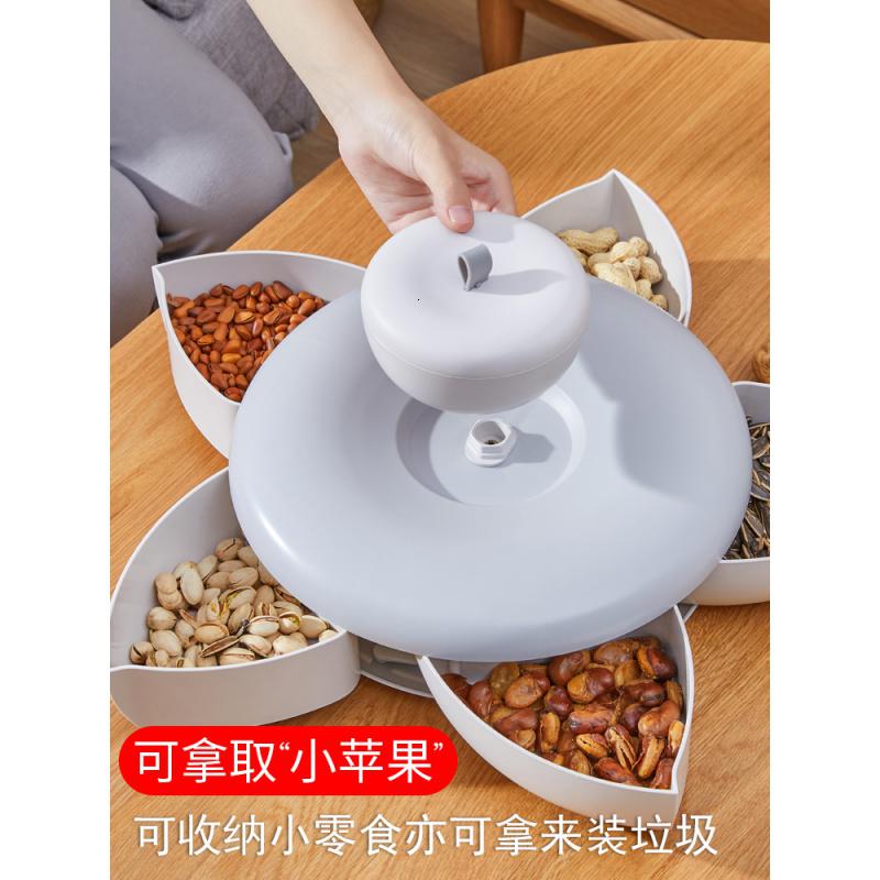 家柏饰(CORATED)创意旋转果盘个性北欧现代家用客厅茶几糖果盒零食干果瓜子盘 灰色高清大图
