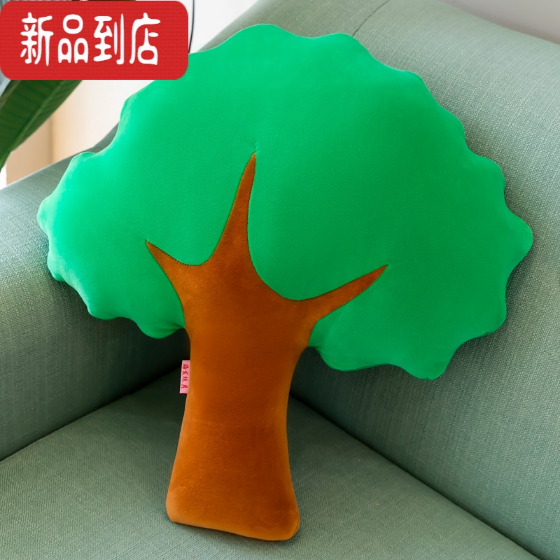 真智力ins四季枫叶毛绒玩具圣诞树抱枕白色仿真创意玩偶少女心飘窗摆件 深绿 苹果树抱枕 50厘米(收藏送小挂件)仿真食物