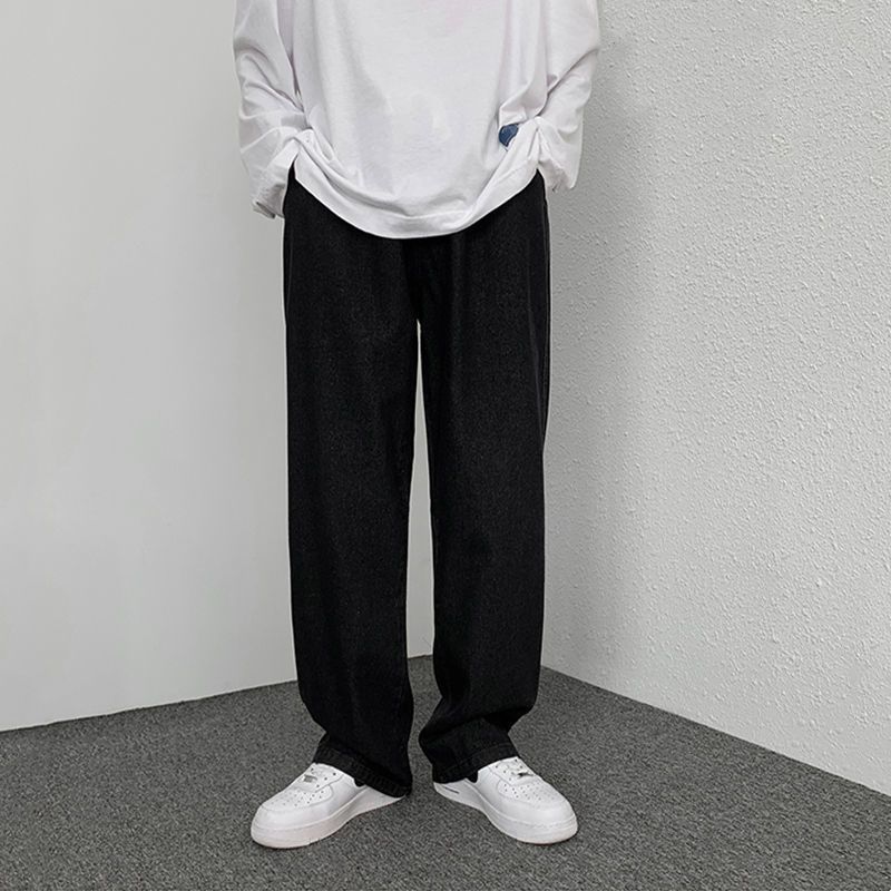 WOOG2005牛仔裤男春秋季宽松直筒休闲裤子潮流百搭阔腿九分裤长裤