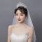 皇冠头饰新娘三件套头纱大气森系超仙婚纱王冠生日秀禾中式结婚女 08浅金色项链+耳夹款 无礼盒