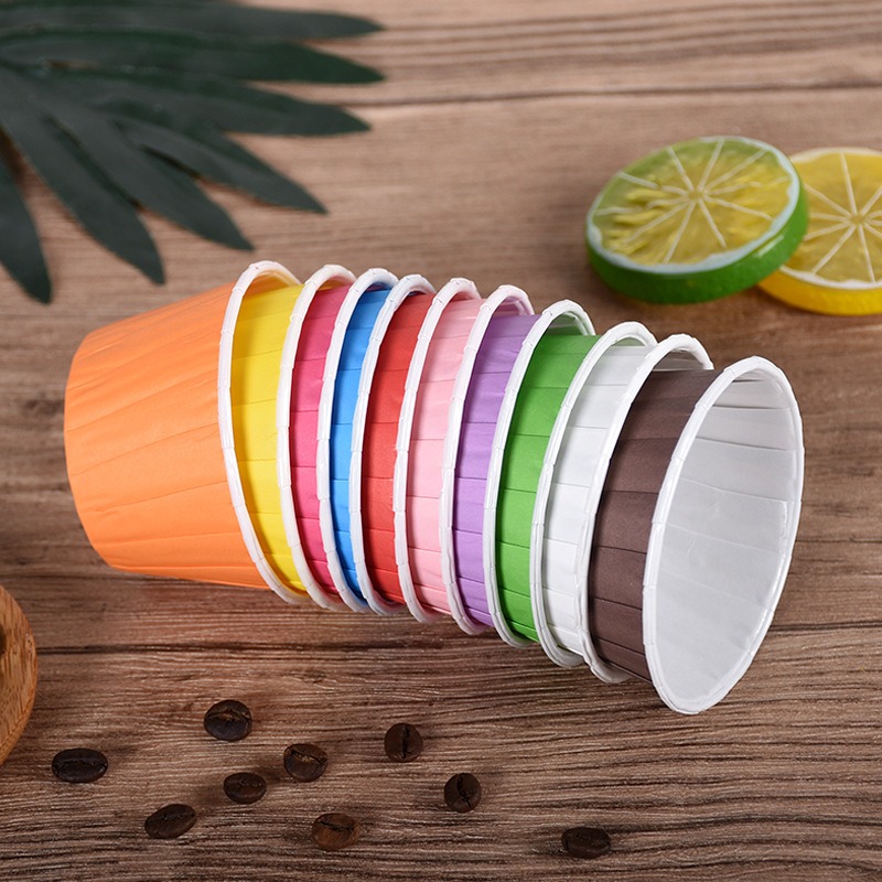 康夫贝小号卷口杯卷边淋膜纸麦芬蛋糕烤杯耐高温马芬杯托8号-纯白色;卷口杯(5x3.8x3cm)高清大图