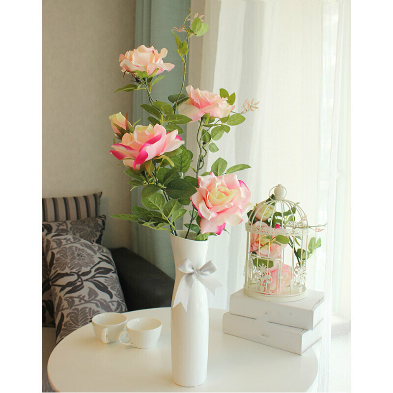 简约高陶瓷花瓶插花百合太阳花装饰餐桌客厅卧室花艺唯美绢花