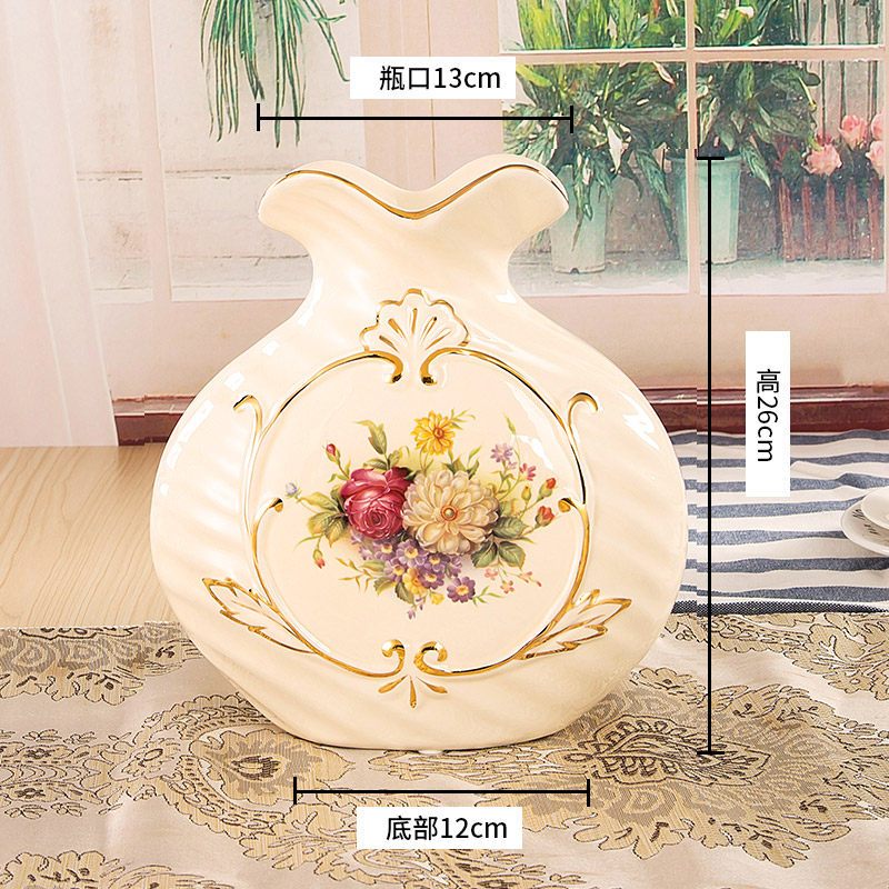 小花瓶陶瓷电视柜北欧式创意简约装饰品摆件客厅插花干花花瓶水养 三维工匠 C款大号26*13*12*24