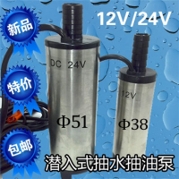 不锈钢抽酒泵酒水柴油泵煤油机油泉水泵12V24V220V潜水泵型水泵 新款51MM-24V-三米管
