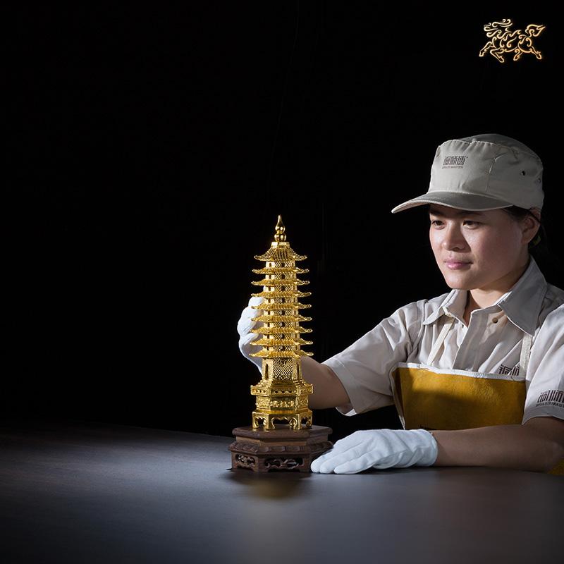美帮汇全铜摆件《学文昌塔(金)》 家居工艺品 真金金箔贴制高清大图