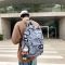书包男大学生ins潮牌校园背包双肩包女韩版涂鸦中学生书包旅行包 黑色普通款 单包【收藏店铺送礼品】