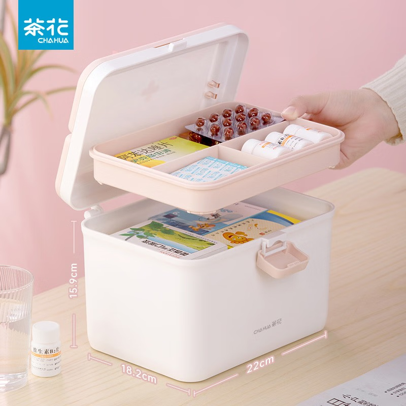 茶花(CHAHUA)利佳手提药箱收纳药盒150007高清大图