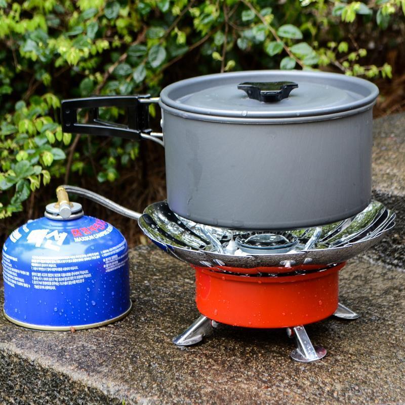 户外便携式野炊莲花炉头防风炉子自驾游钓鱼液化长扁气野炊炉具国产长