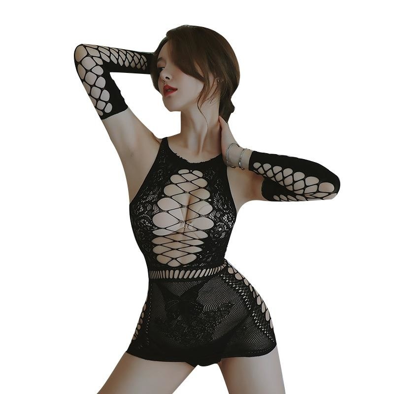 长夜漫漫情趣内衣性感诱惑透视缕空网衣制服诱惑连体丝袜qqny5049高清大图