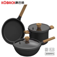 康巴赫节能防溢煎锅炒锅汤锅三件套健康厨房锅具套装锅家用电磁炉明火通用