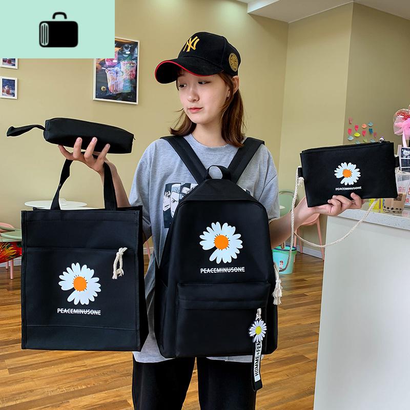 书包女小学生韩版高中初中大学生可爱ins风小雏菊大容量双肩背包NEWLAKE_568 雏菊黑色【收藏送精美礼品】
