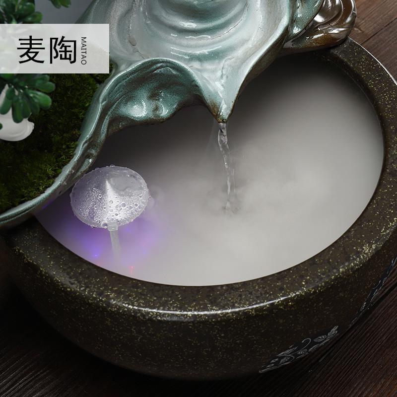 美帮汇新中式陶瓷鱼缸流水加湿喷泉客厅装饰办公室鱼缸开业礼品高清大图