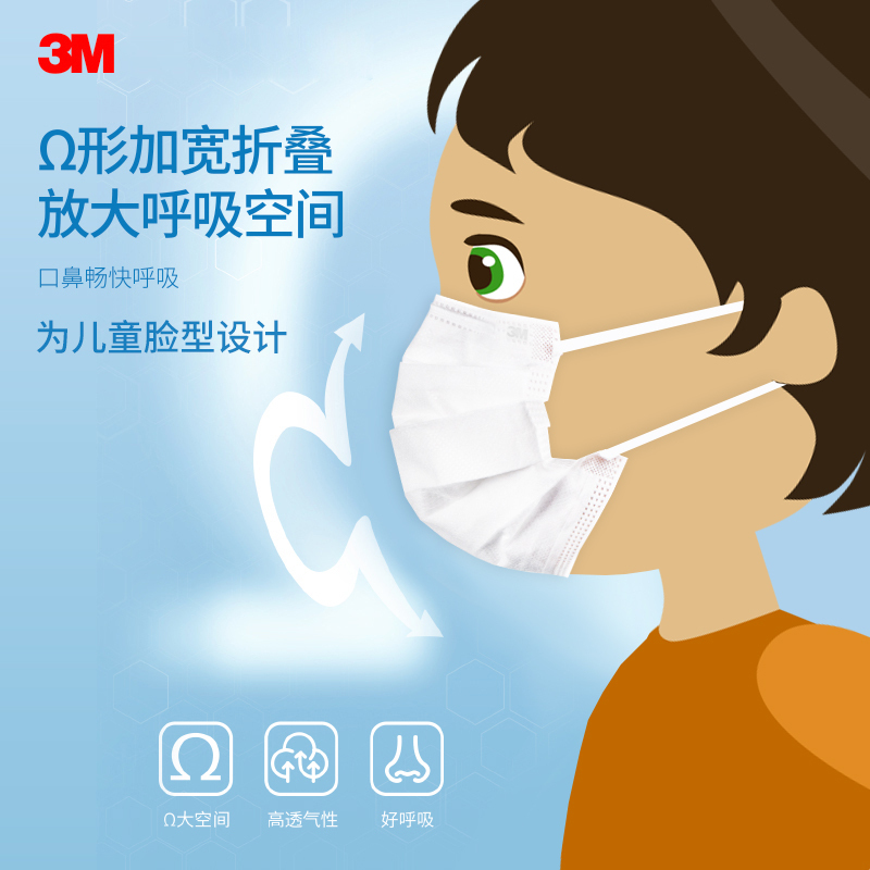 [超小号小飞机35个/包]3M耐适康口罩一次性防尘透气成人50只独立包装细菌过滤效率≥95%