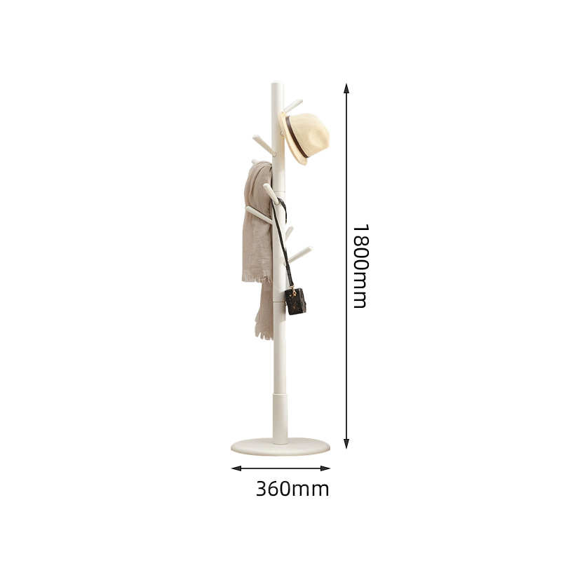 翌嘉YJ4122624 榉木衣架落地卧室挂衣架内挂包架门口挂衣杆 4.8cm奶油白圆盘高清大图