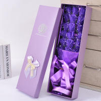 林檎圣诞节女玫瑰花皂花肥皂香皂花束礼盒表白求婚创意礼品生日送女友老婆女朋友7朵紫色 18朵雪花紫玫瑰花礼盒包装