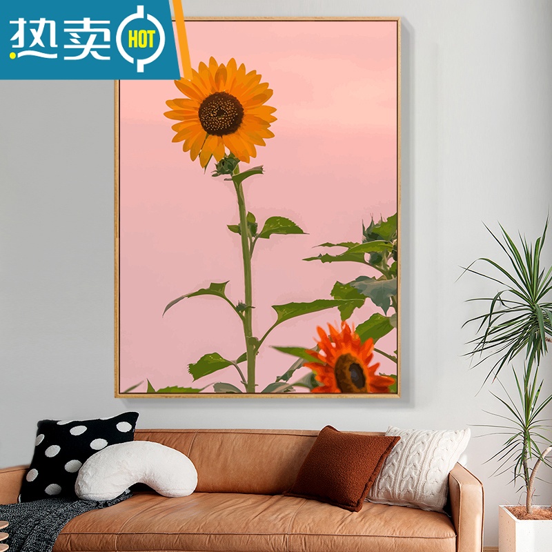 敬平手绘填色向日葵太阳花diy数字油画填充油彩画减压房间装饰丙烯画装饰画 SJ4487 50*70cm绷好加厚实木内框+外框默认原木色高亮颜料+专业