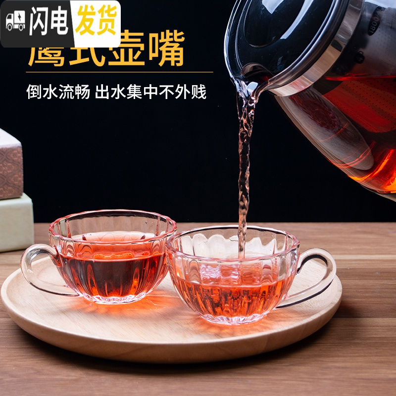 三维工匠家用玻璃水具套装大容量白开水玻璃水壶凉水壶玻璃可高温 1800壶+2只230圆趣杯