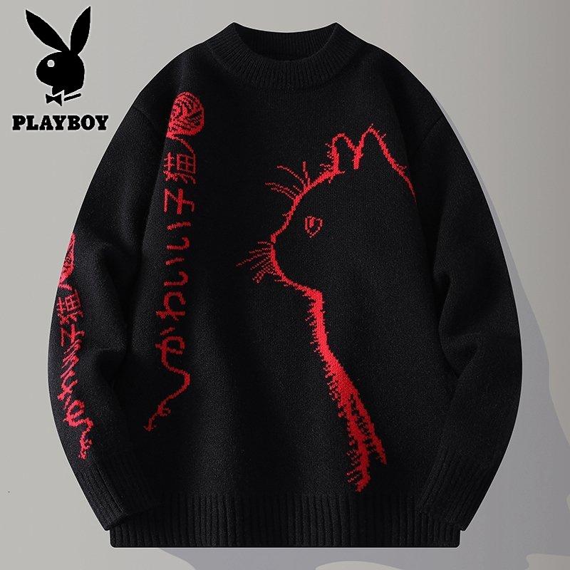 花花公子新款高品质【新款】 2025年秋冬款圆领针织毛衣男 黑色 175