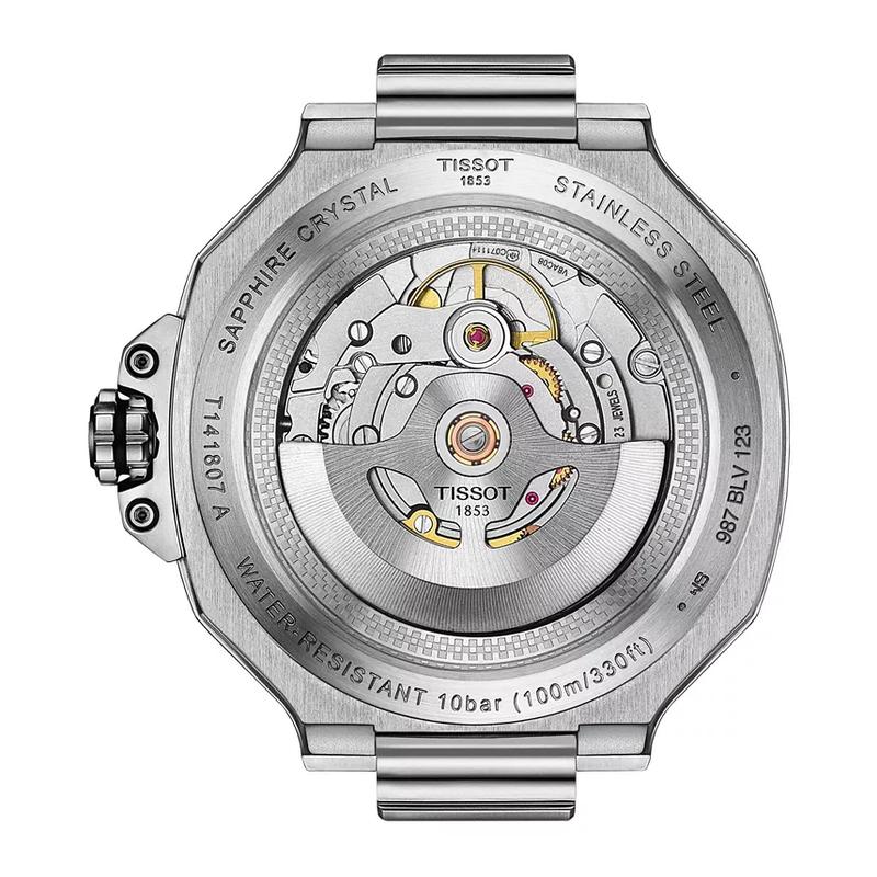 TISSOT 瑞士自动机械男表mm蓝盘米防水不锈钢腕表高清大图