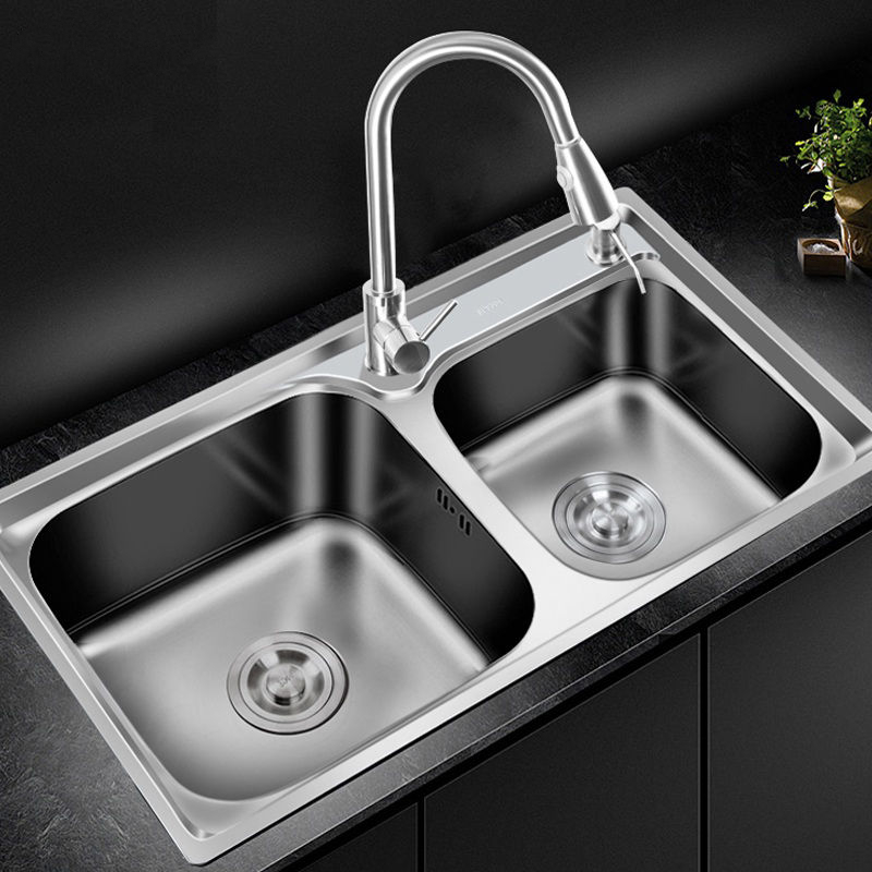 厨房304不锈钢水水池 闪电客加厚拉丝洗菜盆双洗碗池洗菜池水盆双盆