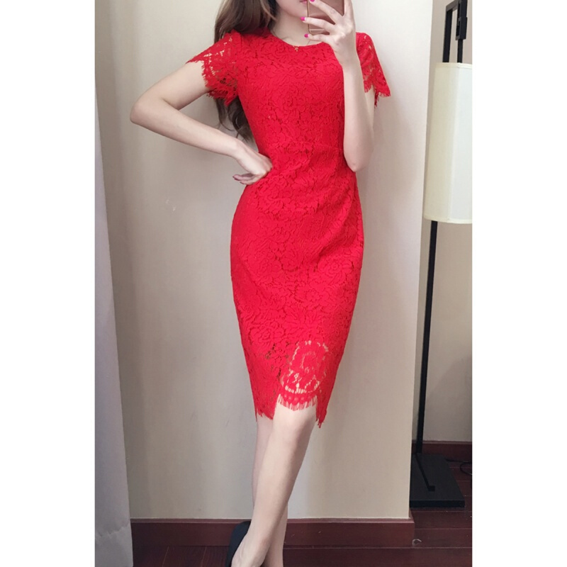 加大码女装2018夏装遮肚子显瘦蕾丝连衣裙胖妹妹洋气礼服长裙