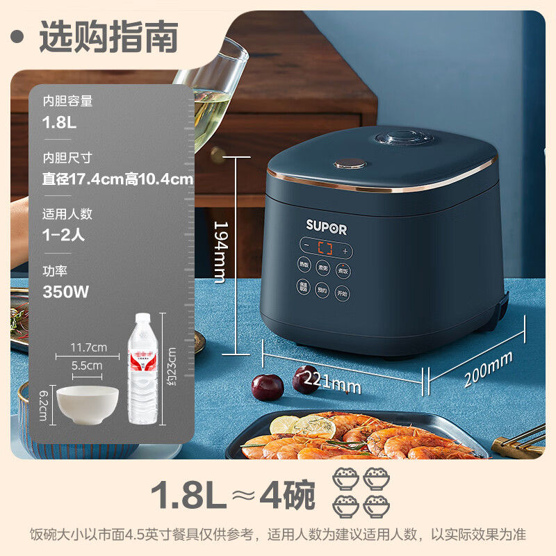 苏泊尔(SUPOR)电饭煲电饭锅家用1.8L迷你1-2人350W小功率多功能24H智能预约小电饭煲 SF18FC745高清大图
