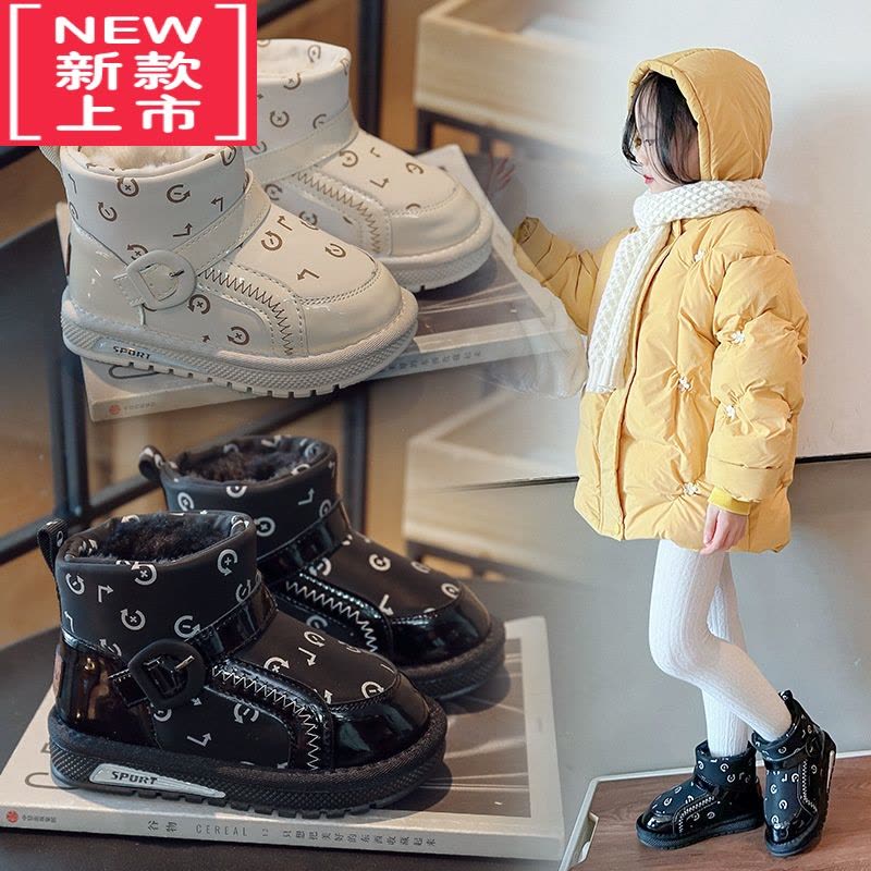 可莉允nextlori儿童雪地靴加绒加厚2022新款女童保暖防滑棉靴冬季短靴子图片