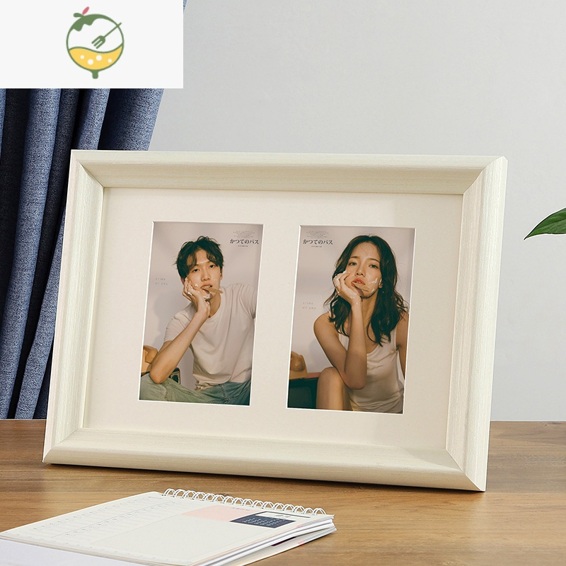 相片框挂墙实木画框加洗照片做成摆台礼物装乳白纹木卡纸洗照片小12寸