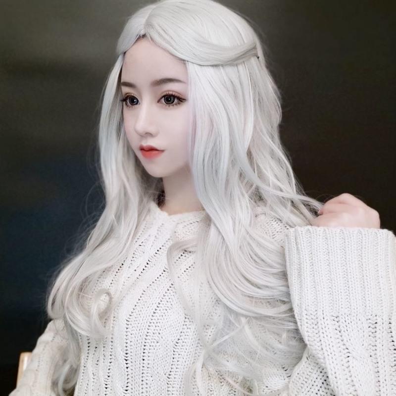 假发女长卷发大波浪中分刘海金色高温丝欧美原宿风lolita系假发浅金色