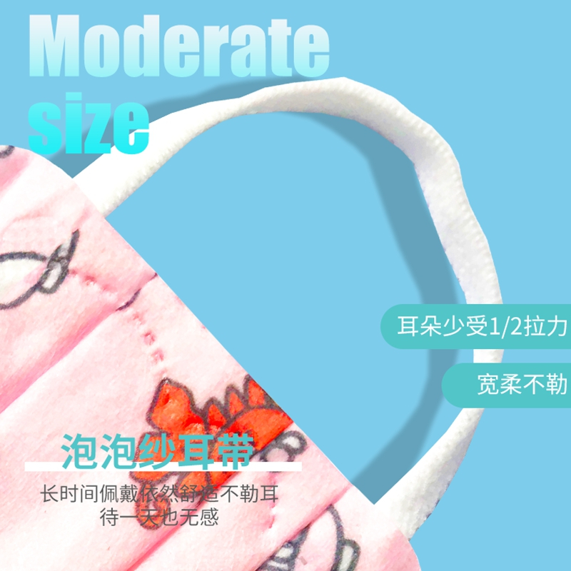 Orkan防颗粒物R7090熔喷布KN90儿童专用款幼儿园学生上学卡通防飞沫防霾细菌20只装活性印染泡泡纱口罩粉3-6岁