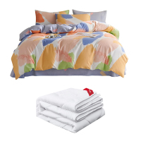 梦洁家纺洁丽雅床品组合套餐（梦洁家纺澳洲羊毛纤维被 1010289073A005+洁丽雅全棉四件套 -幻彩羽叶）
