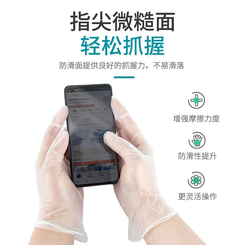 冰禹 一次性手套 BYQ-932 PVC 白色透明 S 100只 1盒高清大图