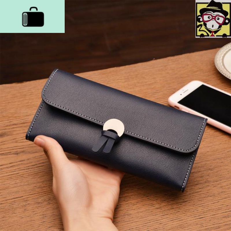 钱包女长款超薄时尚潮流2020新款女士钱包女学生韩版简约钱夹NEW LAKE 深蓝色