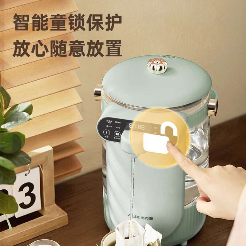 奥克斯(AUX)电热水瓶 电热水壶 2.5L大容量电水瓶 多段保温电水壶 高硼硅可视烧水壶HX-8569