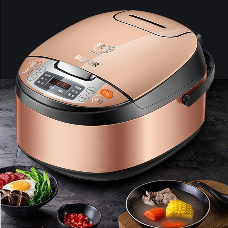 supor苏泊尔sf40fc333球釜电饭煲4l智能预约香弹柴火饭拉丝金属机身