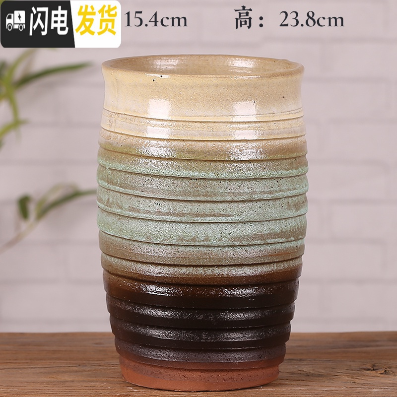 三维工匠宜兴紫砂花盆老桩多肉盆景法师盆栽透气粗陶陶瓷大号盆 菠萝捏口黑挂白 大花盆容器