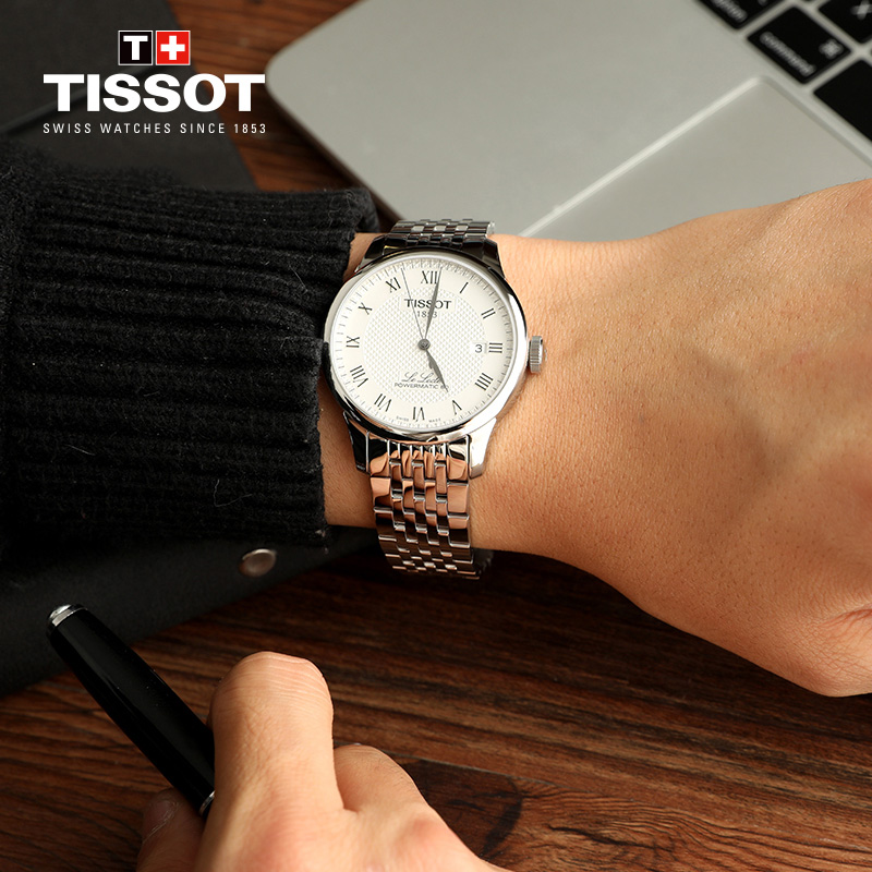 [送礼优选]天梭(TISSOT)瑞士手表 经典复古商务男表 力洛克系列钢带男士机械表T006.407.11.033.00高清大图
