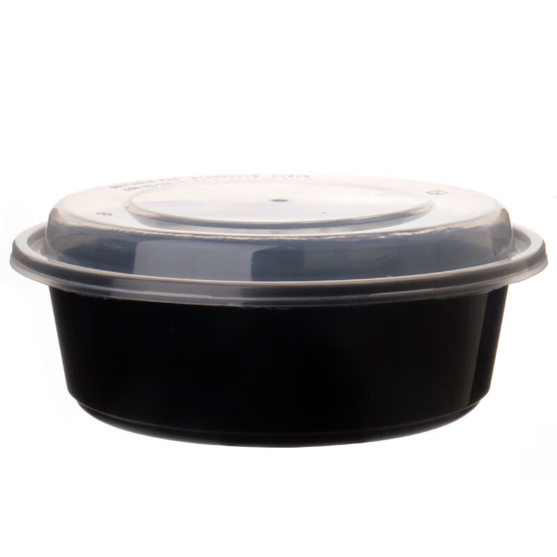 儵忽 一次性单格黑色圆形密封盖打包盒 RY-NR-20-1 600ml 150套/ 1箱