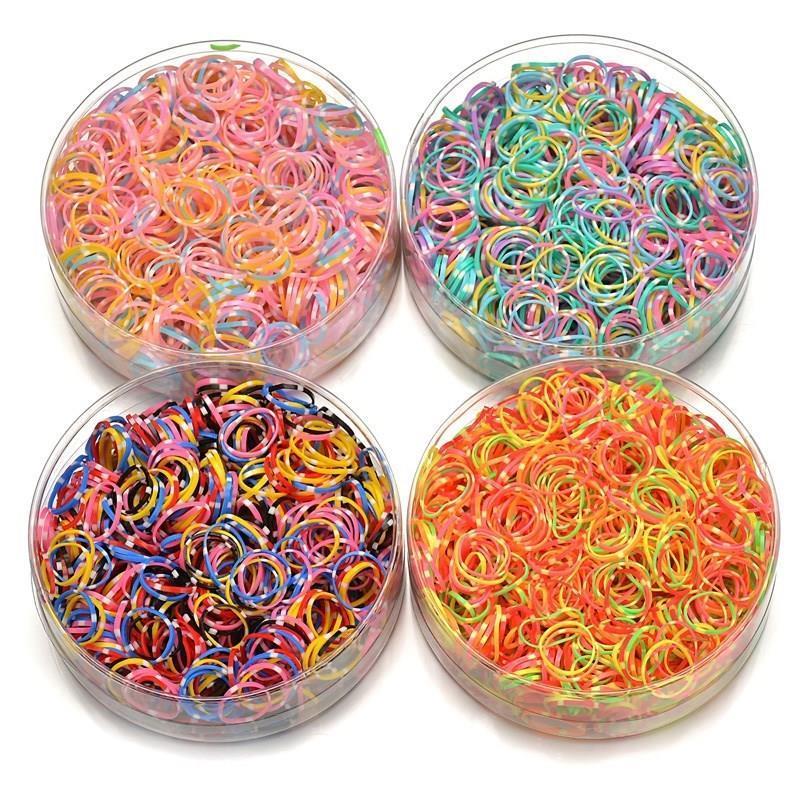 不伤发袋装儿童彩色胶圈橡皮筋一次性扎头发圈基础发绳头饰女孩黑实色