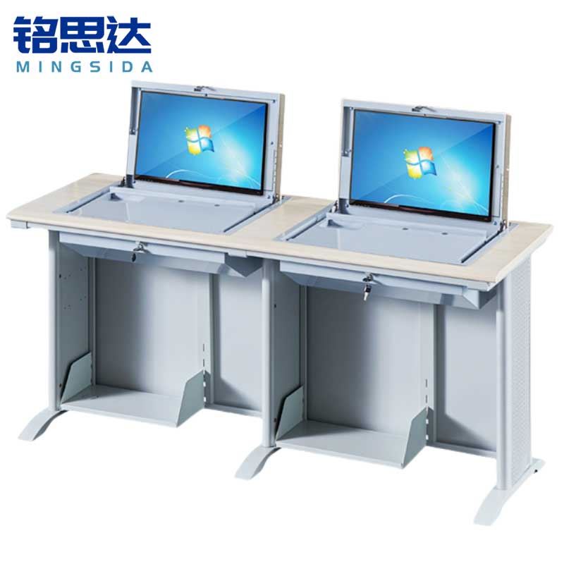 铭思达翻转电脑桌双人位张高清大图